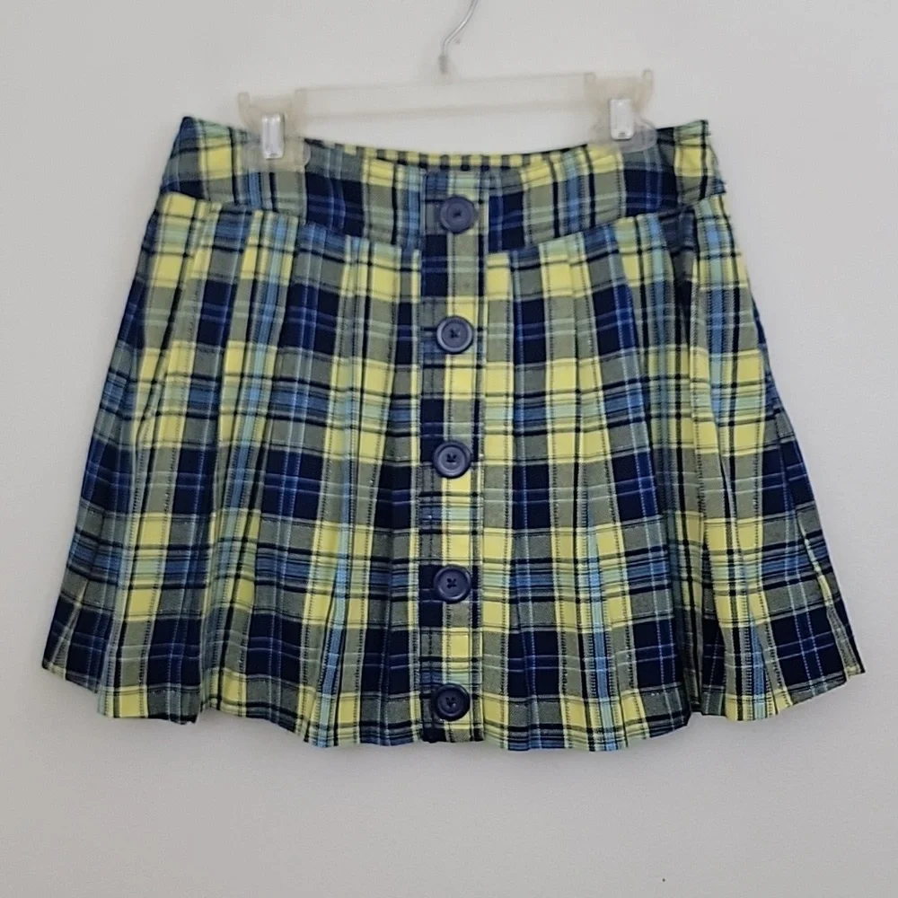 Justice Blue & Yellow Plaid Flannel Skorts Girls 14